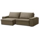 Sofá 3 Lugares Retrátil Reclinável Para Sala 245cm Malfati F04 Veludo Amêndoa - Lyam Decor