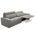 Sofá 3 Lugares Rettrátil Reclinável Elétrico 254cm Mazi L06 Couro Cinza - Lyam Decor
