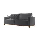 Sofá 3 Lugares Riviera Veludo Cinza 230 cm