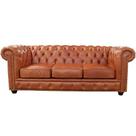 Sofá 3 Lugares Sala de Estar 235cm Chesterfield Pés Madeira Couro Conhaque - Gran Belo Sofá 3 Lugares Sala de Estar 235cm Chesterfield Pés Madeira Couro Conhaque - Gran Belo