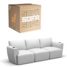 Sofá 3 Lugares Sala De Estar em Couro Bovino Modular Damie Na Caixa