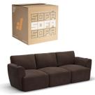 Sofá 3 Lugares Sala De Estar em Tecido Bouclé Modular Damie Na Caixa