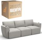 Sofá 3 Lugares Sala De Estar em Tecido Linho Modular Damie Na Caixa