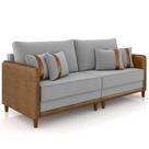 Sofá 3 Lugares Sala de Estar Living 192cm Asbury K01 Veludo Cinza Claro material sintético Camel - Lyam Decor