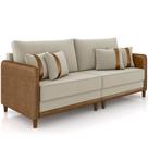 Sofá 3 Lugares Sala de Estar Living 212cm Asbury K01 Veludo Bege material sintético Camel - Lyam Decor