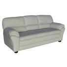 Sofá 3 Lugares Sala de Estar Pés Madeira 212cm Laura Couro Off White - Gran Belo
