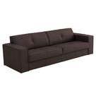 Sofá 3 Lugares Sala de Estar Pés Madeira Laus 242 cm Couro Tabaco G43 - Gran Belo