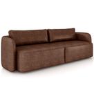 Sofá 3 Lugares Sala Living Orgânico 220cm Oregon K01 material sintético Marrom - Lyam Decor