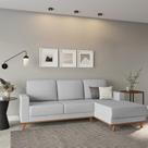 Sofá 3 Lugares Solor com Chaise Direito Veludo Cinza