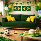 Sofá 3 Lugares Suede Verde PentaCampeão Sala de Estar Conforto para Assistir Jogos Futebol