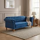 Sofá 3 Lugares Veludo Azul Chesterfield 200cm Yescasa Sofá 3 Lugares Veludo Azul Chesterfield 200cm Yescasa