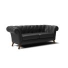 Sofá 3 Lugares Viena D07 230cm Base de Madeira Corano Preto - D'Rossi