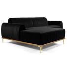 Sofá 300cm 5 Lugares com Chaise Esquerdo Pés Gold Molino B-300 Veludo Preto - Domi