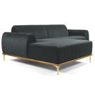 Sofá 300cm 5 Lugares com Chaise Esquerdo Pés Gold Molino B-317 Veludo Cinza - Domi