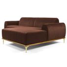 Sofá 320cm 5 Lugares com Chaise Direito Pés Gold Molino B-276 Veludo Terra - Domi