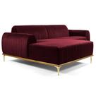 Sofá 320cm 5 Lugares com Chaise Esquerdo Pés Gold Molino B-278 Veludo Marsala - Domi