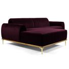 Sofá 320cm 5 Lugares com Chaise Esquerdo Pés Gold Molino B-292 Veludo Uva - Domi Sofá 320cm 5 Lugares com Chaise Esquerdo Pés Gold Molino B-292 Veludo Uva - Domi