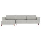 Sofá 370cm com Chaise Esquerda Franz Suede Cinza G52 - Gran Belo