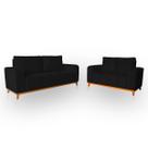 Sofá 3x2 Lugares Memphis Ultra Conforto em Madeira Maciça e Suede Preto - LH Decor