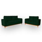 Sofá 3x2 Lugares Memphis Ultra Conforto em Madeira Maciça e Suede Verde - LH Decor