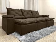 Sofá 4 e 5 Lugares Retrátil e Reclinável 2,90 Metros Alpoim Estofados Marrom 200 Athenas