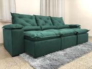 Sofá 4 e 5 Lugares Retrátil e Reclinável 2,90 metros Alpoim Estofados Verde 18 Athenas