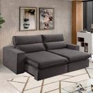 Sofá 4 Lugares 290cm Retrátil e Reclinável Free Veludo Cinza Sofá 4 Lugares 290cm Retrátil e Reclinável Free Veludo Cinza