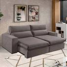 Sofá 4 Lugares 290cm Retrátil e Reclinável Free Veludol Bege Natural Sofá 4 Lugares 290cm Retrátil e Reclinável Free Veludol Bege Natural