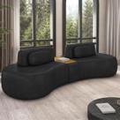 Sofá 4 Lugares 325cm Orgânico com Mesa Mellanie Sintético Preto Z32 - Mpozenato