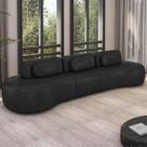 Sofá 4 Lugares 326cm Orgânico Mellanie Sintético Preto Z32 - Mpozenato