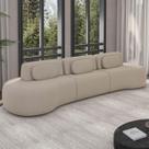 Sofá 4 Lugares 326cm Orgânico Mellanie Veludo Bege Z32 - Mpozenato