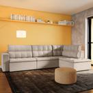 Sofá 4 Lugares Athens com Chaise Direito Veludo Marfim