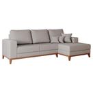 Sofá 4 Lugares Belgrado com Chaise Direito Linho Cru 250 cm