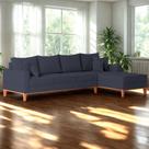 Sofá 4 Lugares Beny com Chaise Direito Linho Azul