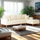 Sofá 4 Lugares Beny com Chaise Direito material sintético Bege