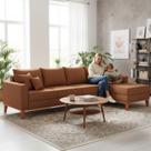 Sofá 4 Lugares Beny com Chaise Direito material sintético Terracota