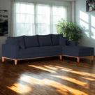 Sofá 4 Lugares Beny com Chaise Direito Suede Azul