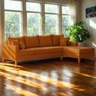 Sofá 4 Lugares Beny com Chaise Direito Suede Terracota