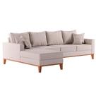 Sofá 4 Lugares Beny Com Chaise Esquerdo Linho Cru