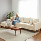 Sofá 4 Lugares Beny com Chaise Esquerdo material sintético Bege