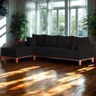 Sofá 4 Lugares Beny com Chaise Esquerdo material sintético Preto