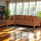Sofá 4 Lugares Beny com Chaise Esquerdo material sintético Terracota