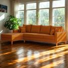 Sofá 4 Lugares Beny com Chaise Esquerdo Suede Terracota