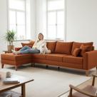Sofá 4 Lugares Beny com Chaise Esquerdo Suede Terracota