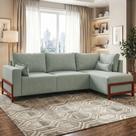 Sofá 4 lugares Bipartido com Chaise 2,75 x 1,60m Holanda Base Madeira Cinza
