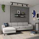 Sofá 4 Lugares Calmness com Chaise Esquerdo Pé Palito Linho Cotton Cru