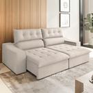 Sofá 4 Lugares Calvin Retrátil e Reclinável Veludo com Pillow Marfim - Vian Sofá 4 Lugares Calvin Retrátil e Reclinável Veludo com Pillow Marfim - Vian
