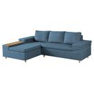 Sofá 4 Lugares Clássico com Chaise Esquerdo e Entrada USB Linho Azul