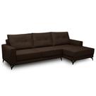 Sofá 4 Lugares com Chaise Direito 285cm Soreh F05 Veludo Marrom - Mpozenato