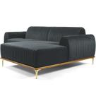 Sofá 4 Lugares com Chaise Direito Para Sala Molino 255 cm D02 Veludo Cinza B-317 - Lyam Decor